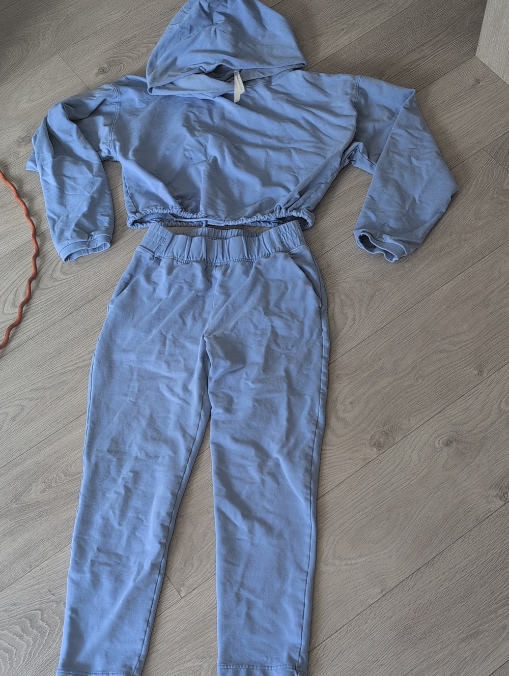 Babaton Light Blue Cropped Hoodie & High-Waist Joggers Set
